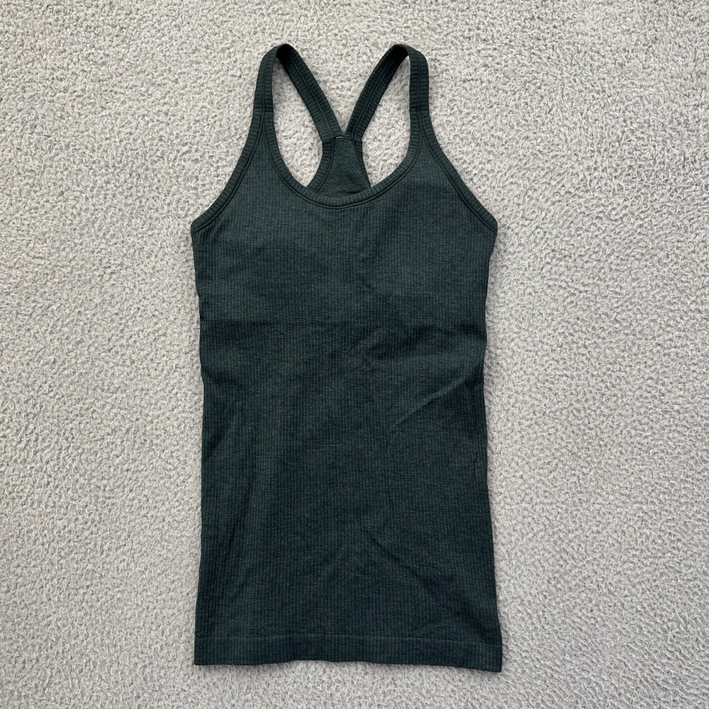 Lululemon Ebb To Street Tank Top Heathered Fuel Green Athletic Women's 4